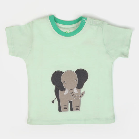 Infant Boys Cotton Round Neck T-Shirt Elephant