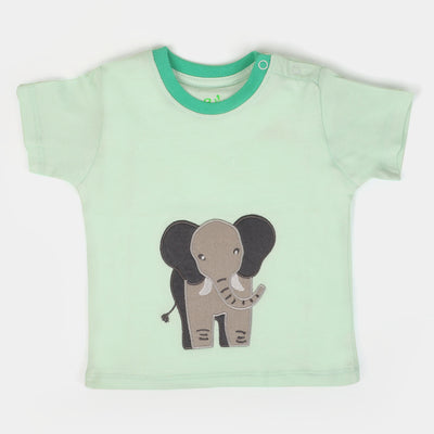 Infant Boys Cotton Round Neck T-Shirt Elephant