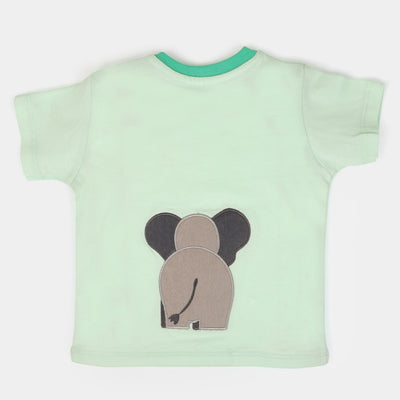 Infant Boys Cotton Round Neck T-Shirt Elephant