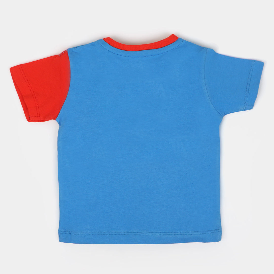 Infant Boys Cotton Round Neck T-Shirt Dino Height - Blue