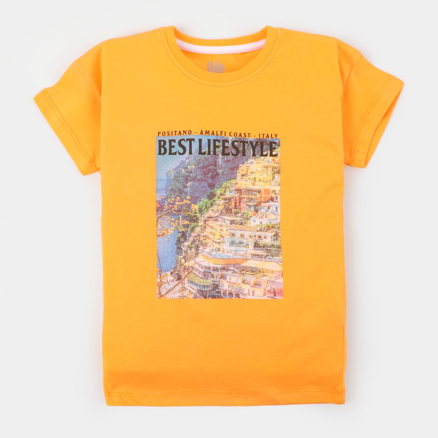 Girls Cotton T-Shirt Amalfi Coast - Orange