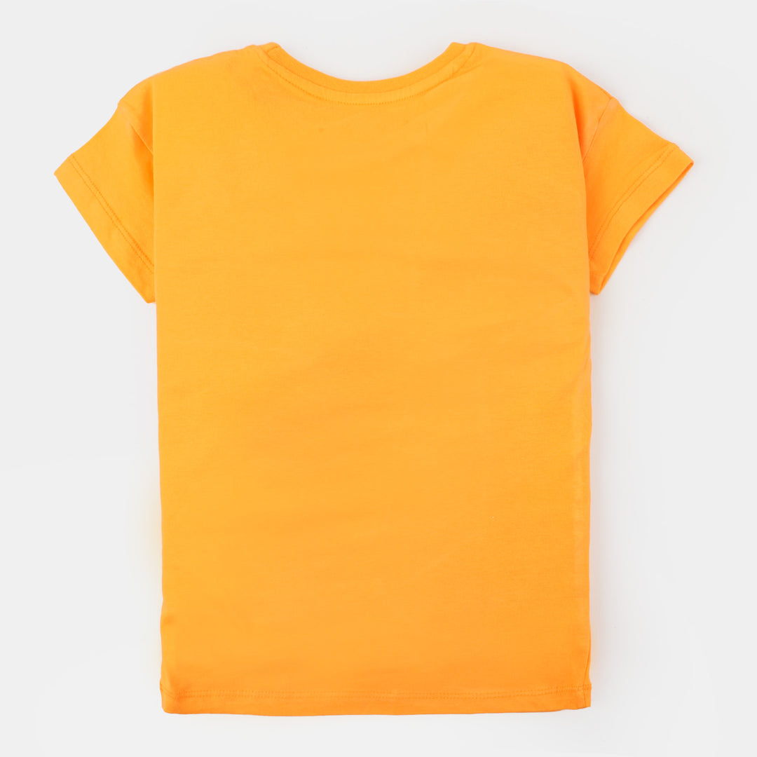 Girls Cotton T-Shirt Amalfi Coast - Orange