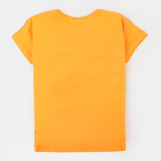 Girls Cotton T-Shirt Amalfi Coast - Orange