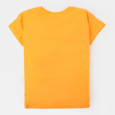 Girls Cotton T-Shirt Amalfi Coast - Orange
