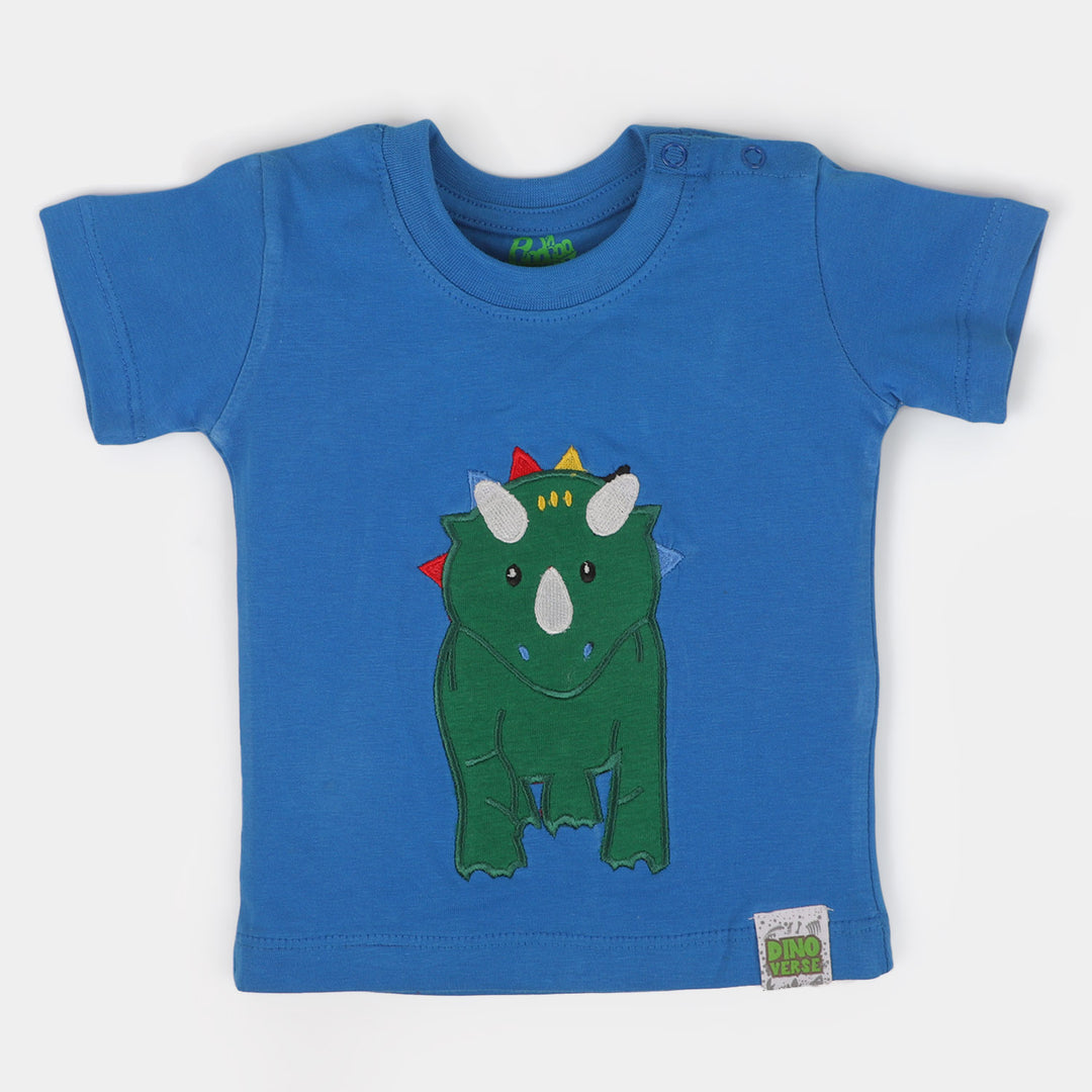 Infant Boys Cotton Round Neck T-Shirt Dino | Blue