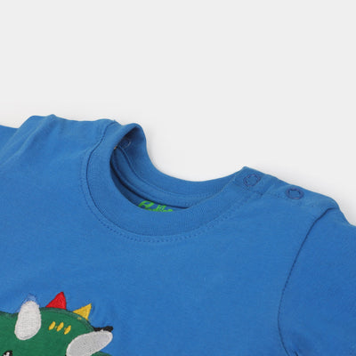 Infant Boys Cotton Round Neck T-Shirt Dino | Blue