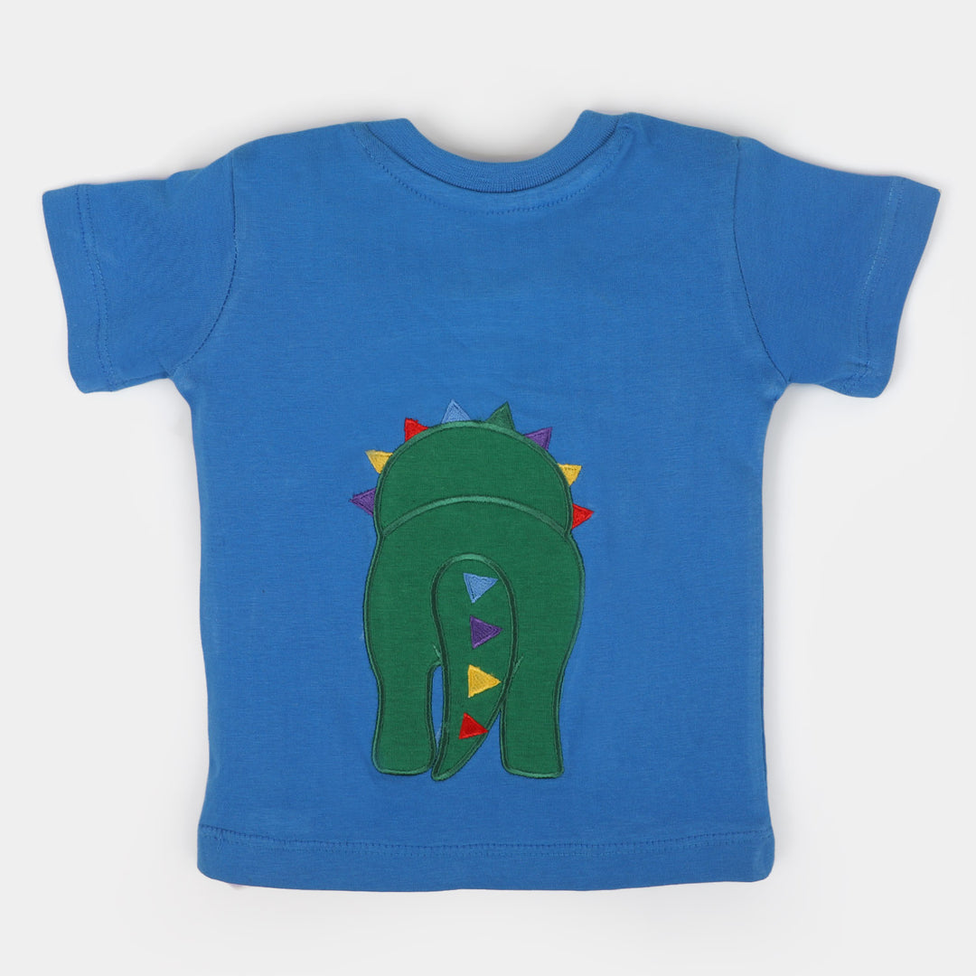 Infant Boys Cotton Round Neck T-Shirt Dino | Blue