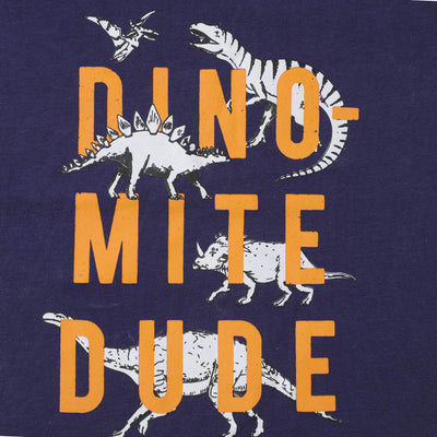 Infant Boys Cotton Round Neck T-Shirt Dino mite - Navy Blue