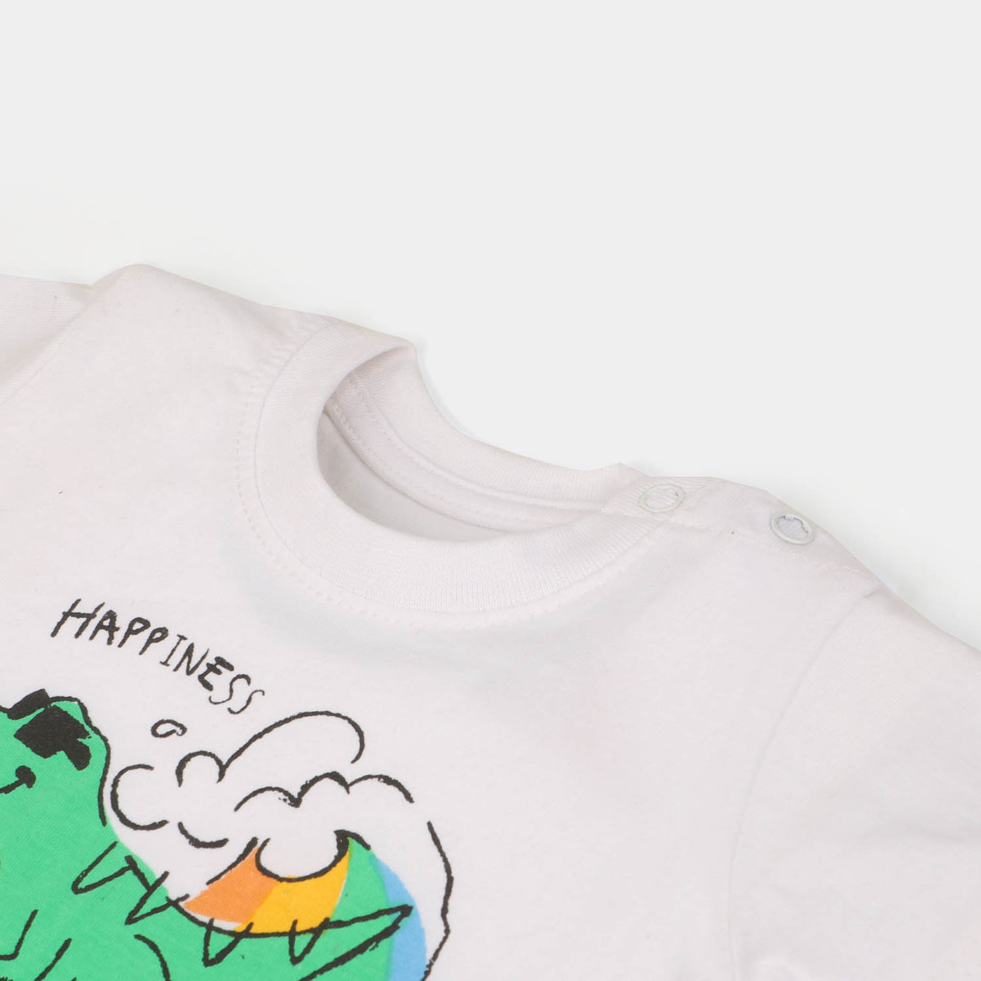 Infant Boys Round Neck T-Shirt Dino Surf | White