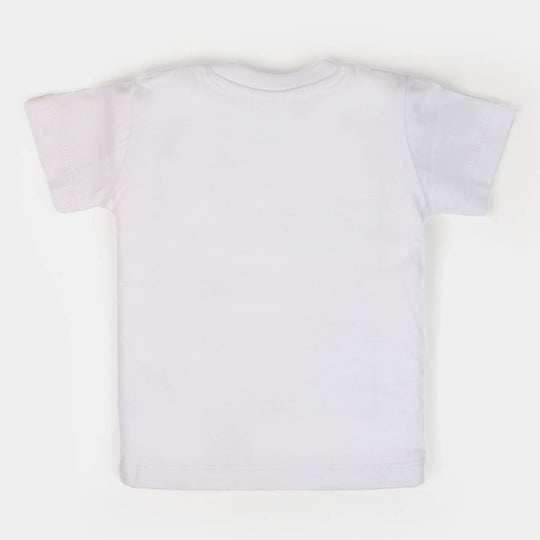 Infant Boys Round Neck T-Shirt Dino Surf | White