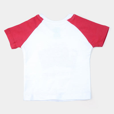 Infant Boys Round Neck T-Shirt Laugh | White & Red