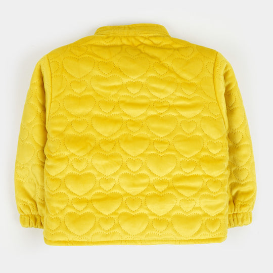 Infant Girls Quilted Jacket Hearts - Yellow