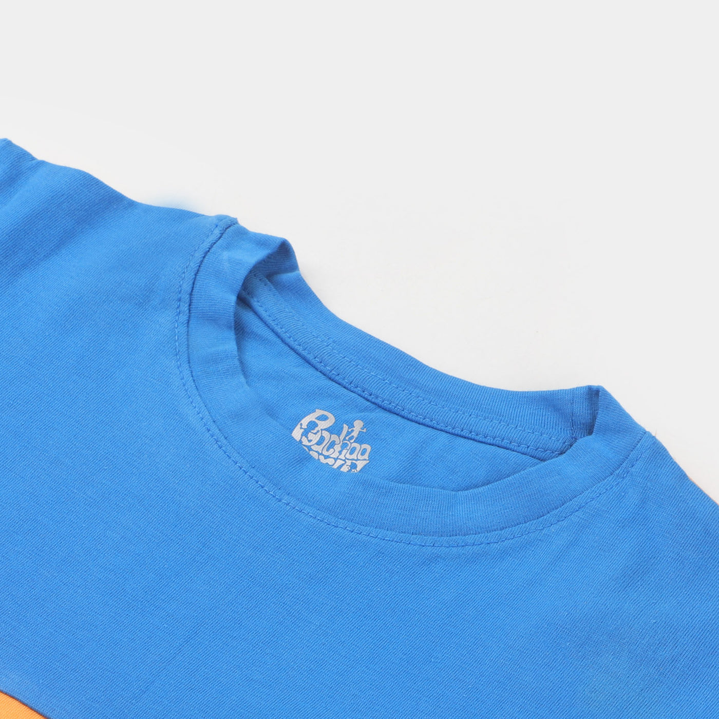 Boys Cotton T-Shirt Color Block - Orange/Blue
