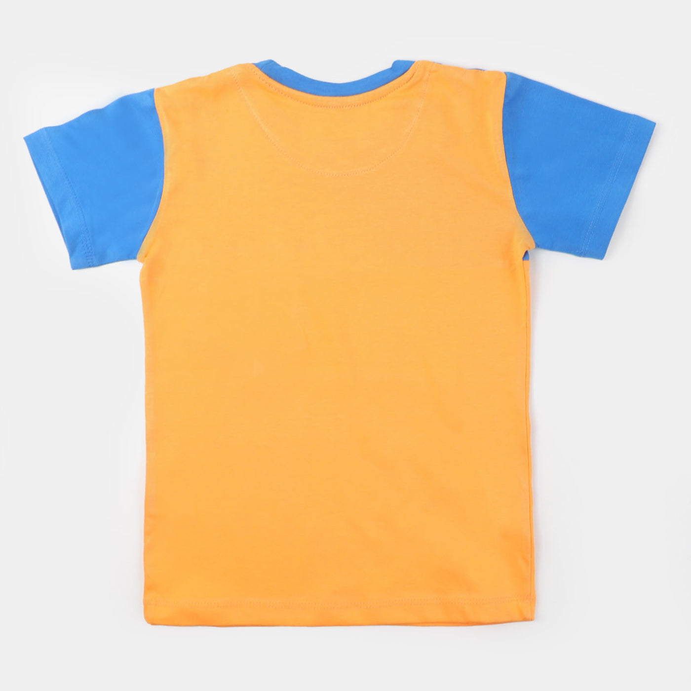 Boys Cotton T-Shirt Color Block - Orange/Blue