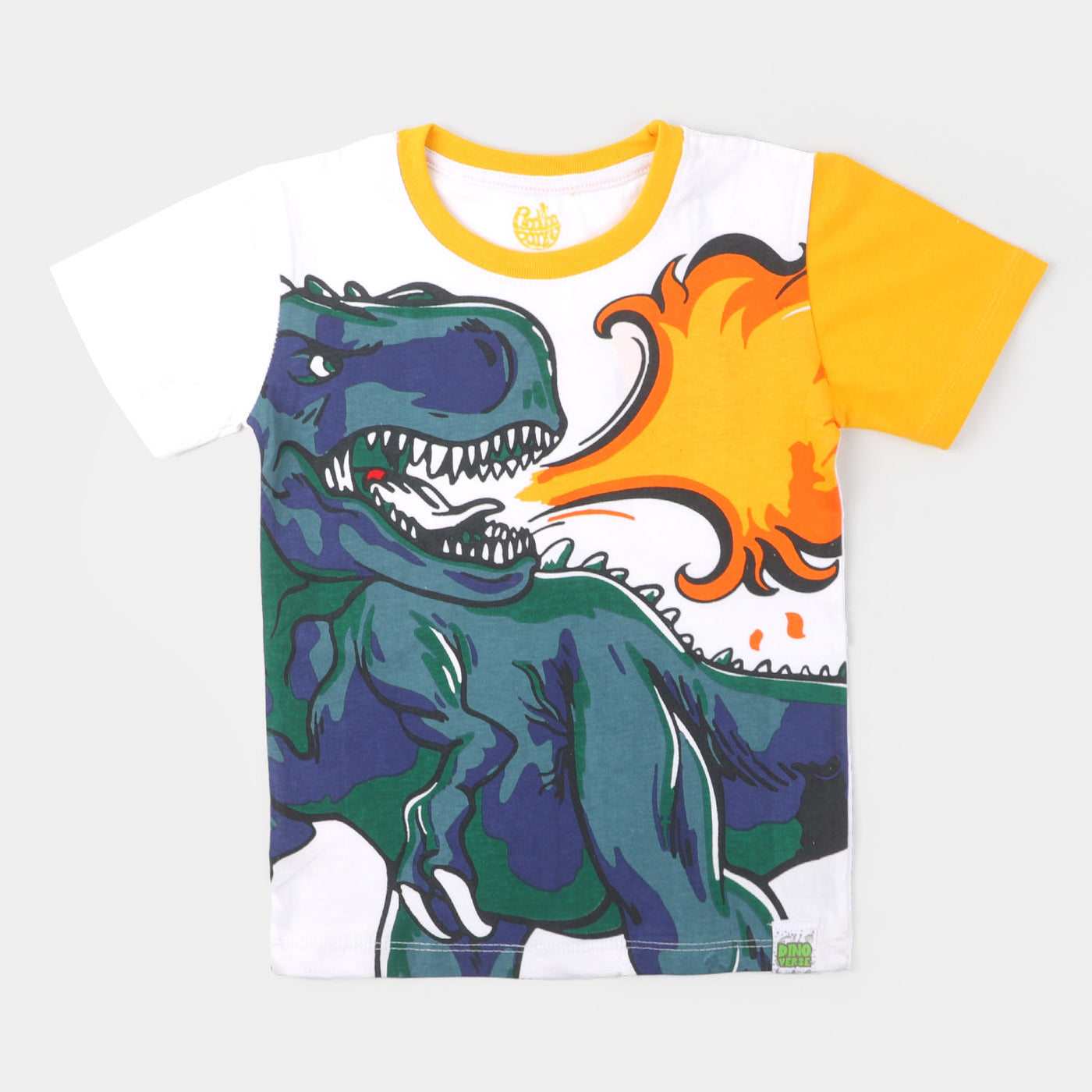 Boys Cotton T-Shirt Fire Dragon - White