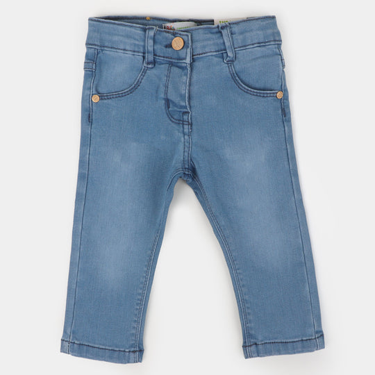 Infant Girls Denim Stretch Pant - Mid Blue