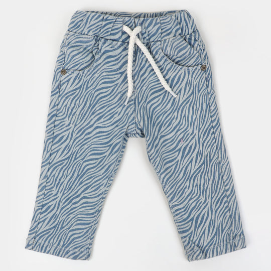 Infant Girls Denim Pant Waves - Ice Blue