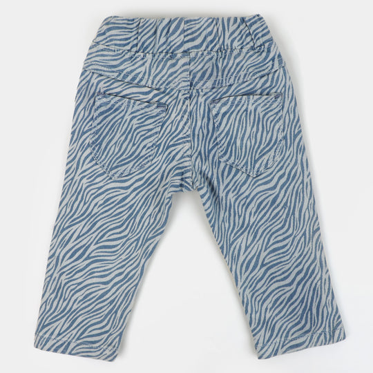 Infant Girls Denim Pant Waves - Ice Blue