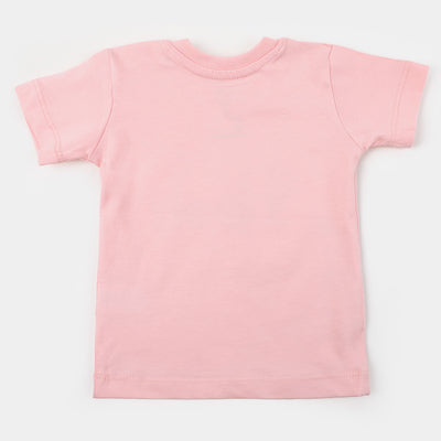 Infant Girls Cotton T-Shirt Character - Light Pink