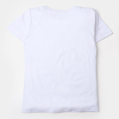 Girls Cotton T-Shirt Character | White