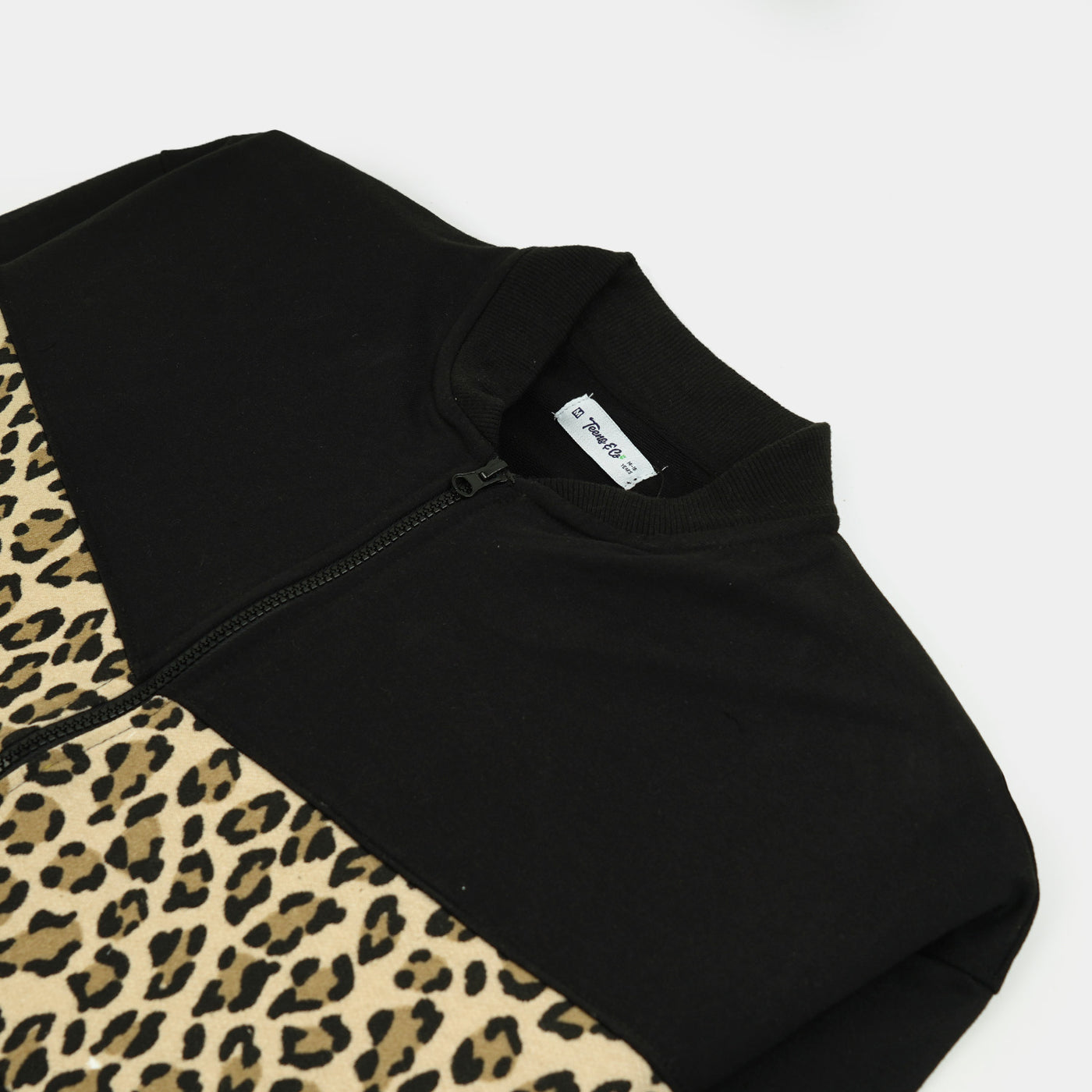 Girls Knitted Jacket Leopard - BLACK