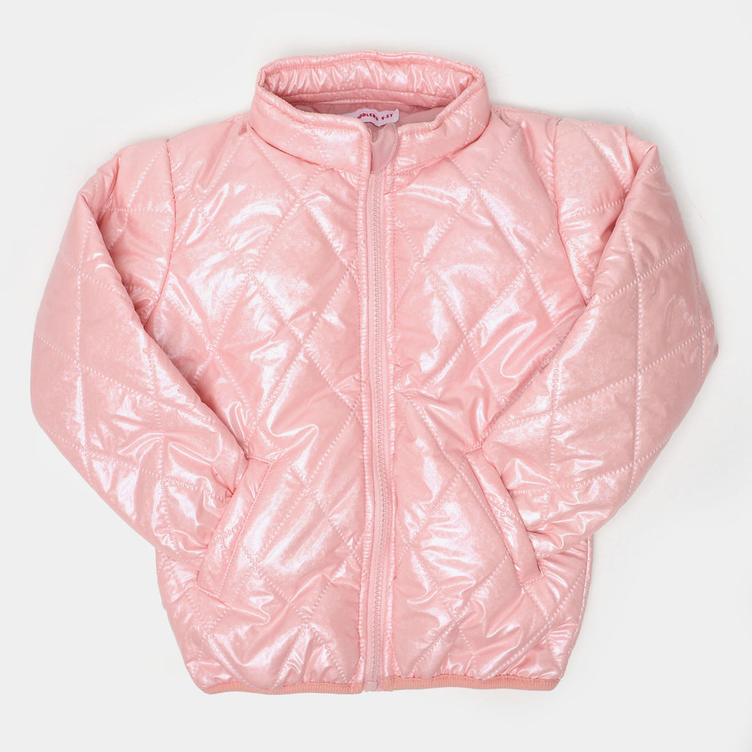 Girls Puffer Quilted Jacket - Pink