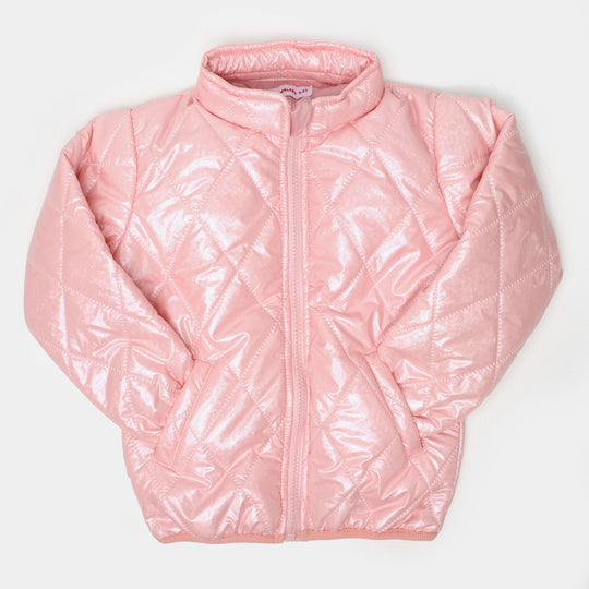 Girls Puffer Quilted Jacket - Pink