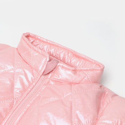 Girls Puffer Quilted Jacket - Pink