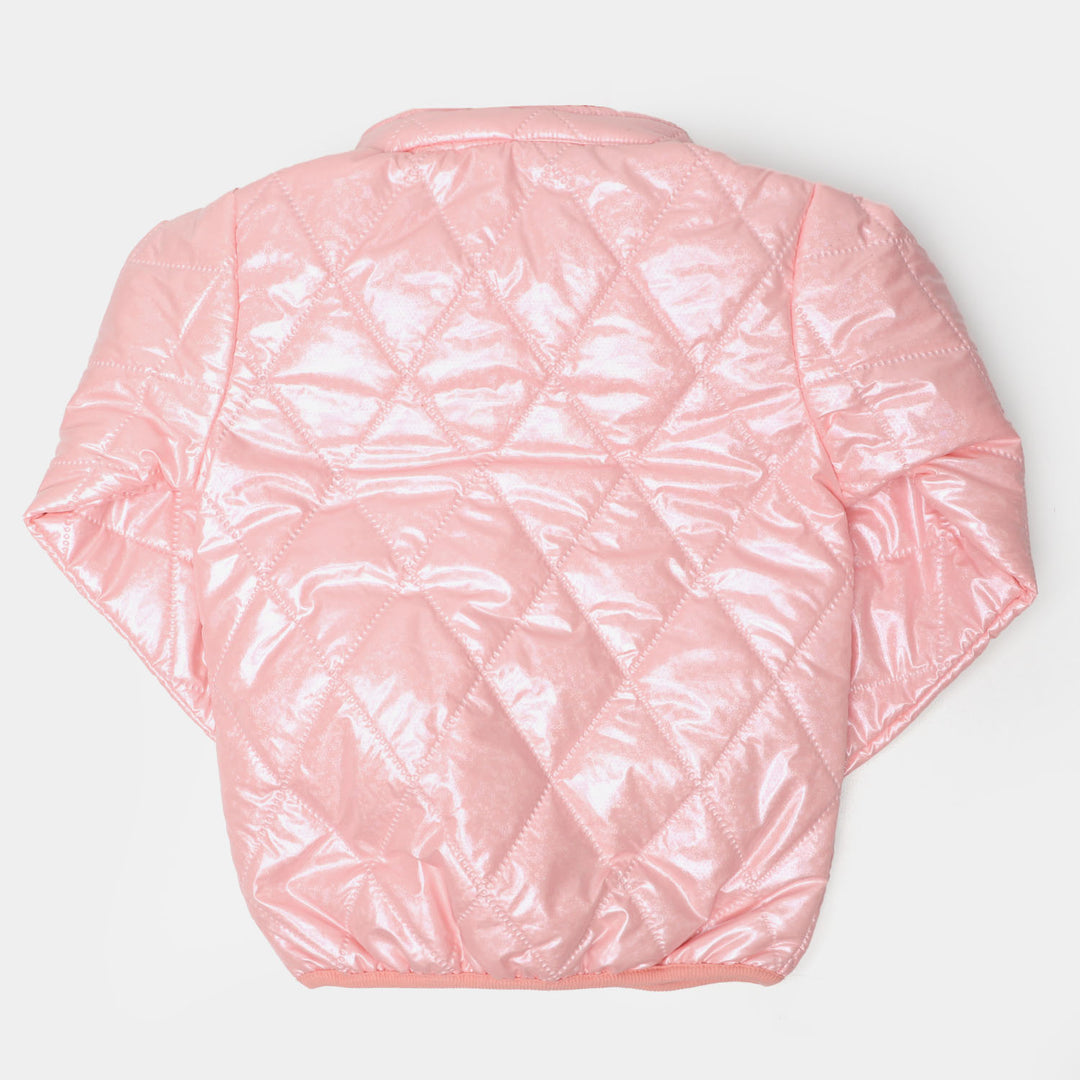 Girls Puffer Quilted Jacket - Pink