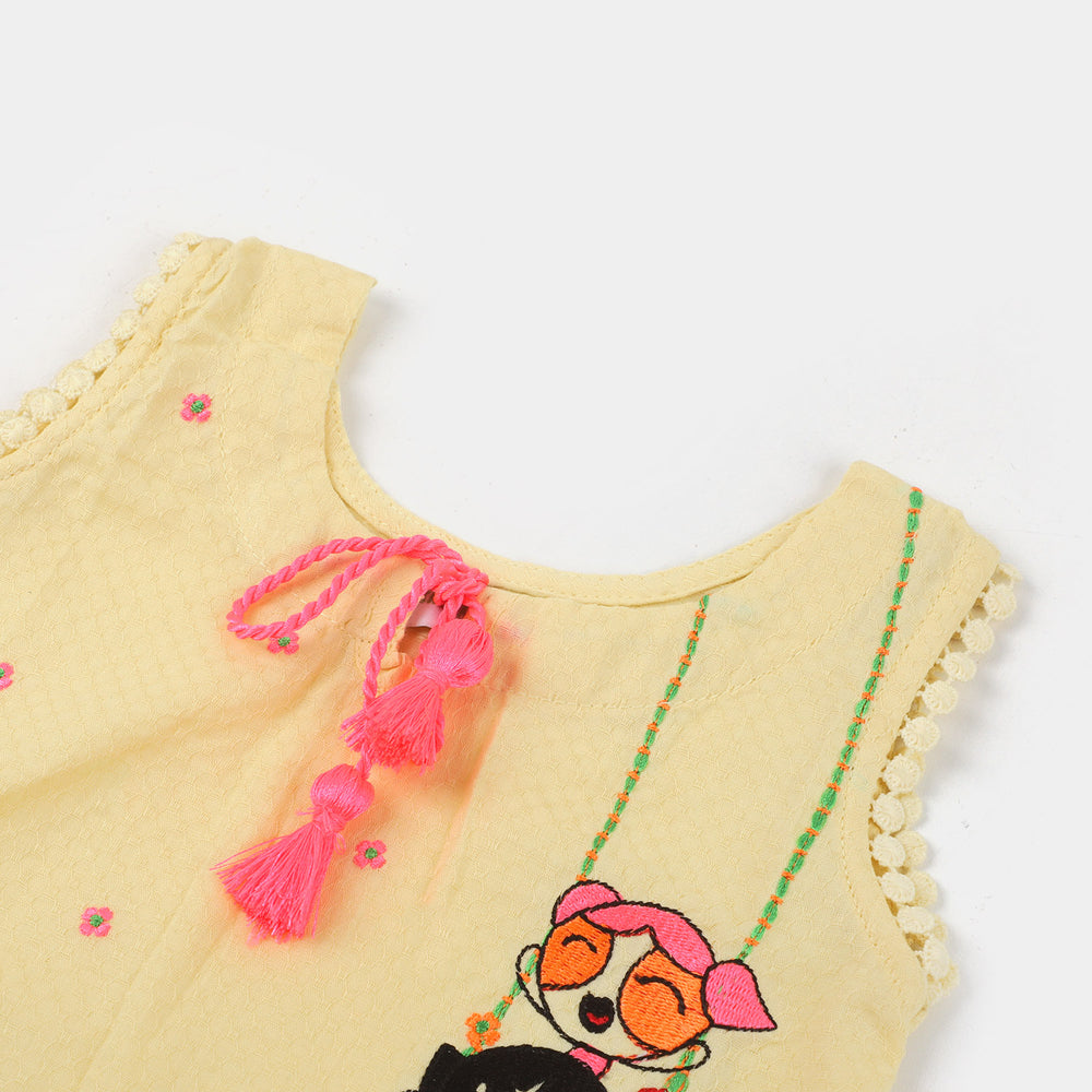 Infant Girls Jacquard EMB Kurti Power Full - LT.Yellow