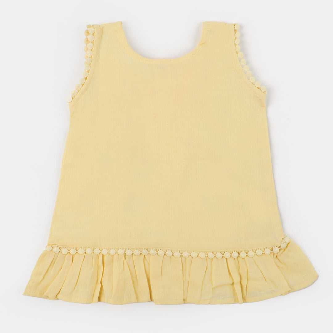 Infant Girls Jacquard EMB Kurti Power Full - LT.Yellow