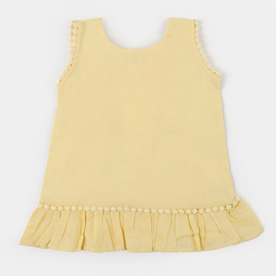 Infant Girls Jacquard EMB Kurti Power Full - LT.Yellow