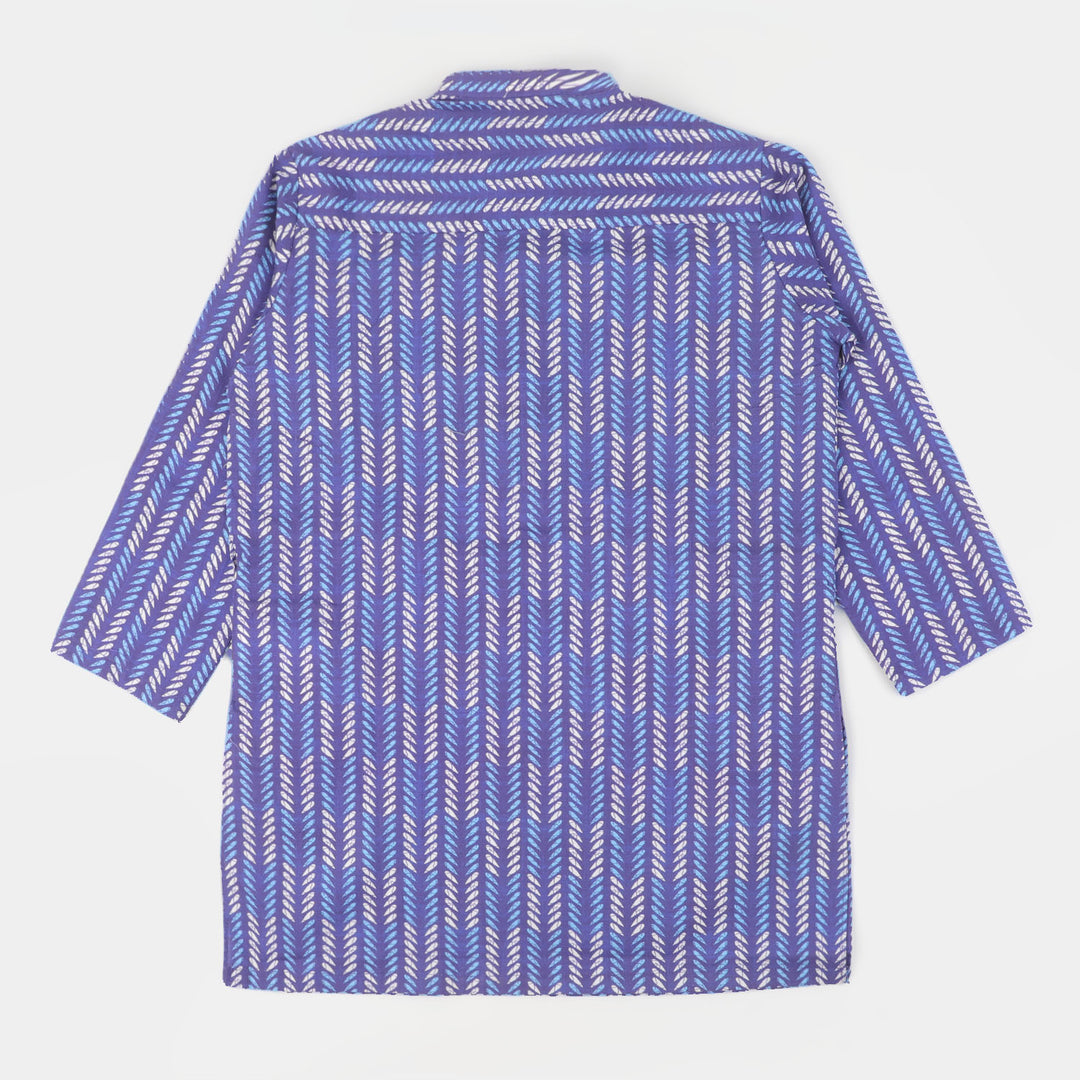 Boys Cotton Digital Print Kurta - Blue