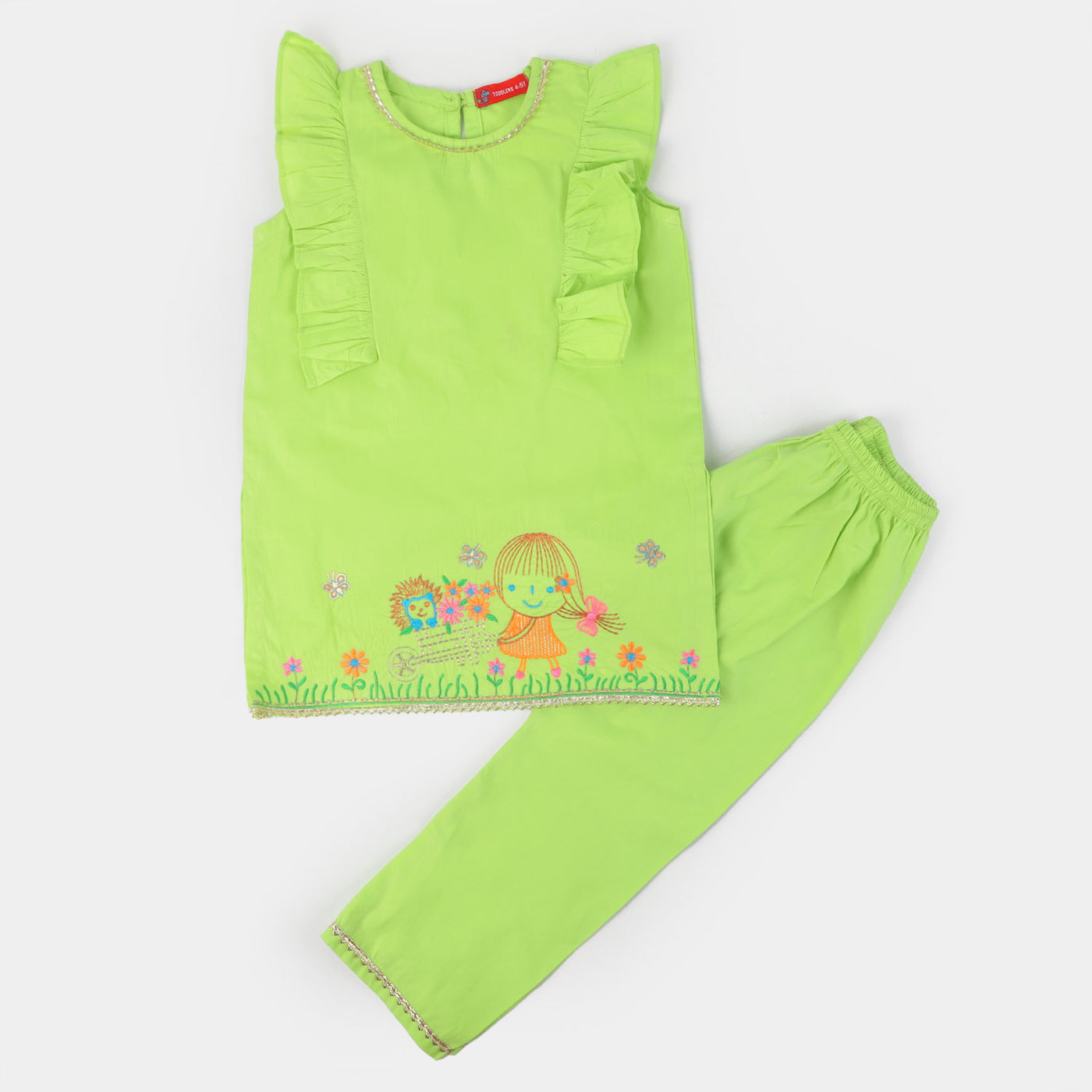 Girls Cotton 2Pcs Suit Baby Morning Vibes - Green