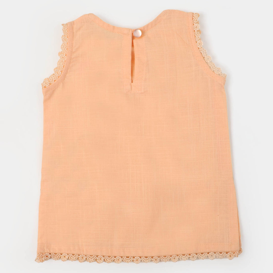 Infant Girls Cotton Embroidered Kurti Pretty Me - Peach