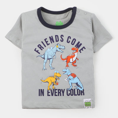 Infant Boys Cotton T-Shirt Dino Friends - Gray