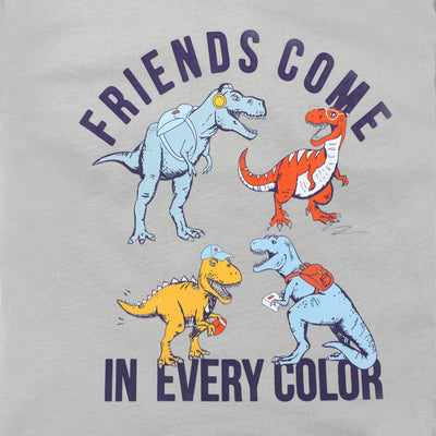 Infant Boys Cotton T-Shirt Dino Friends - Gray