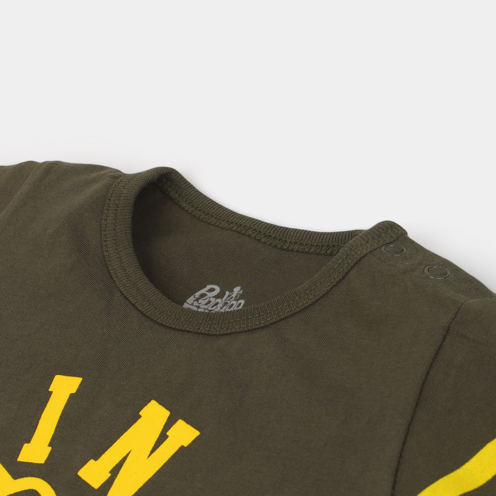 Infant Boys Cotton T-Shirt Dino Roars - Rifle Green