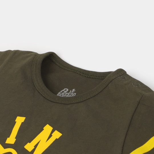 Infant Boys Cotton T-Shirt Dino Roars - Rifle Green