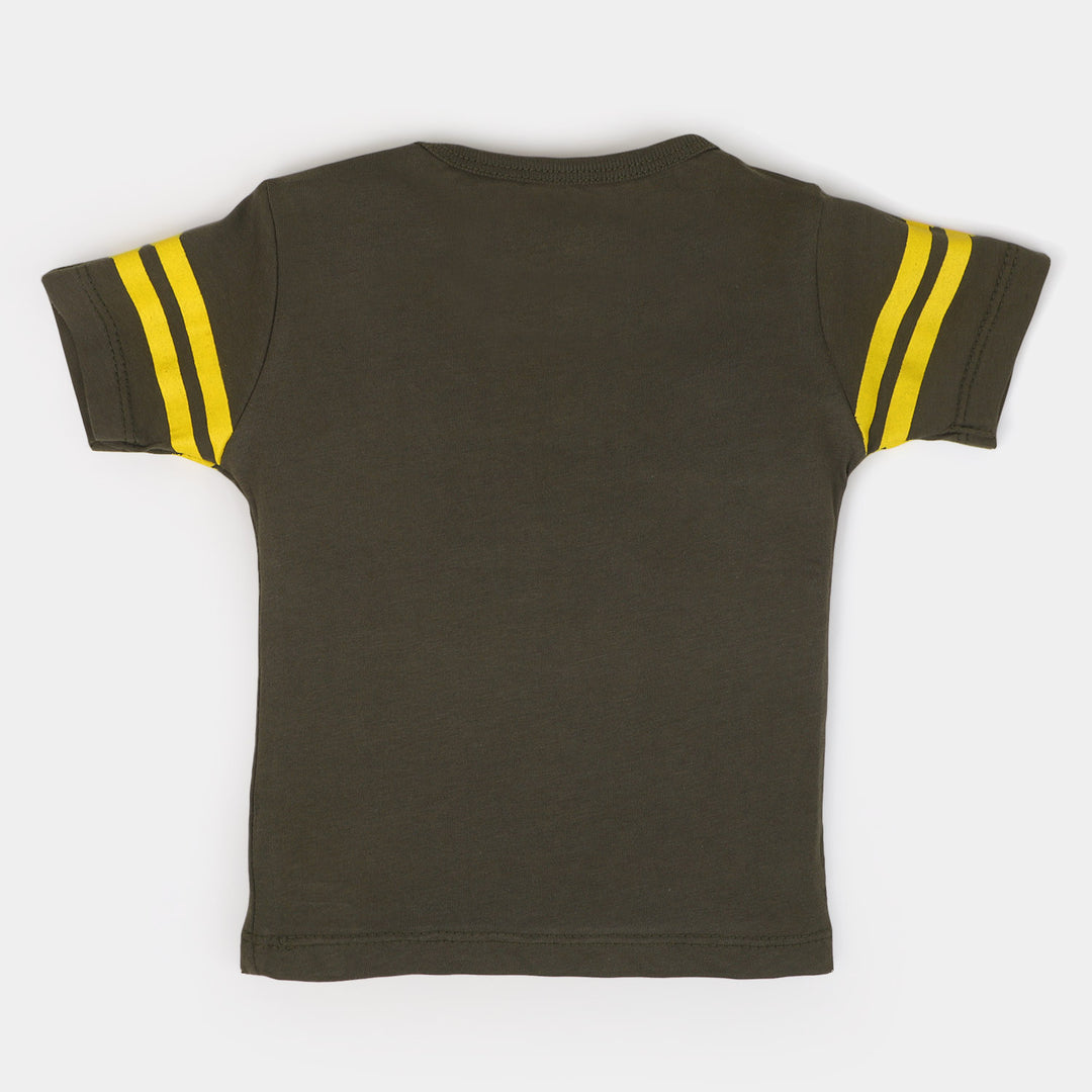 Infant Boys Cotton T-Shirt Dino Roars - Rifle Green