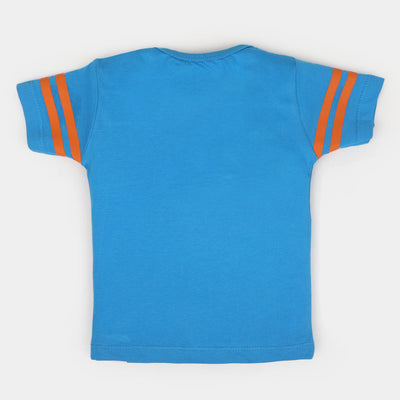 Infant Boys Cotton T-Shirt Dino Roars - Blue