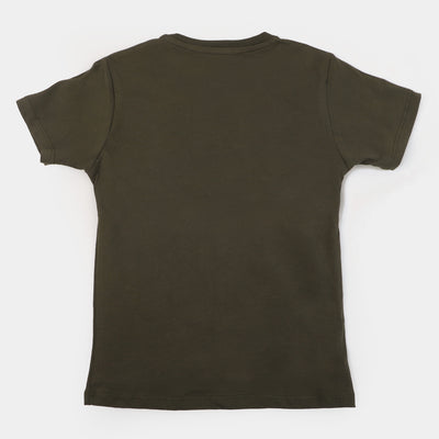 Boys Cotton T-Shirt Research Team - Rifle Green