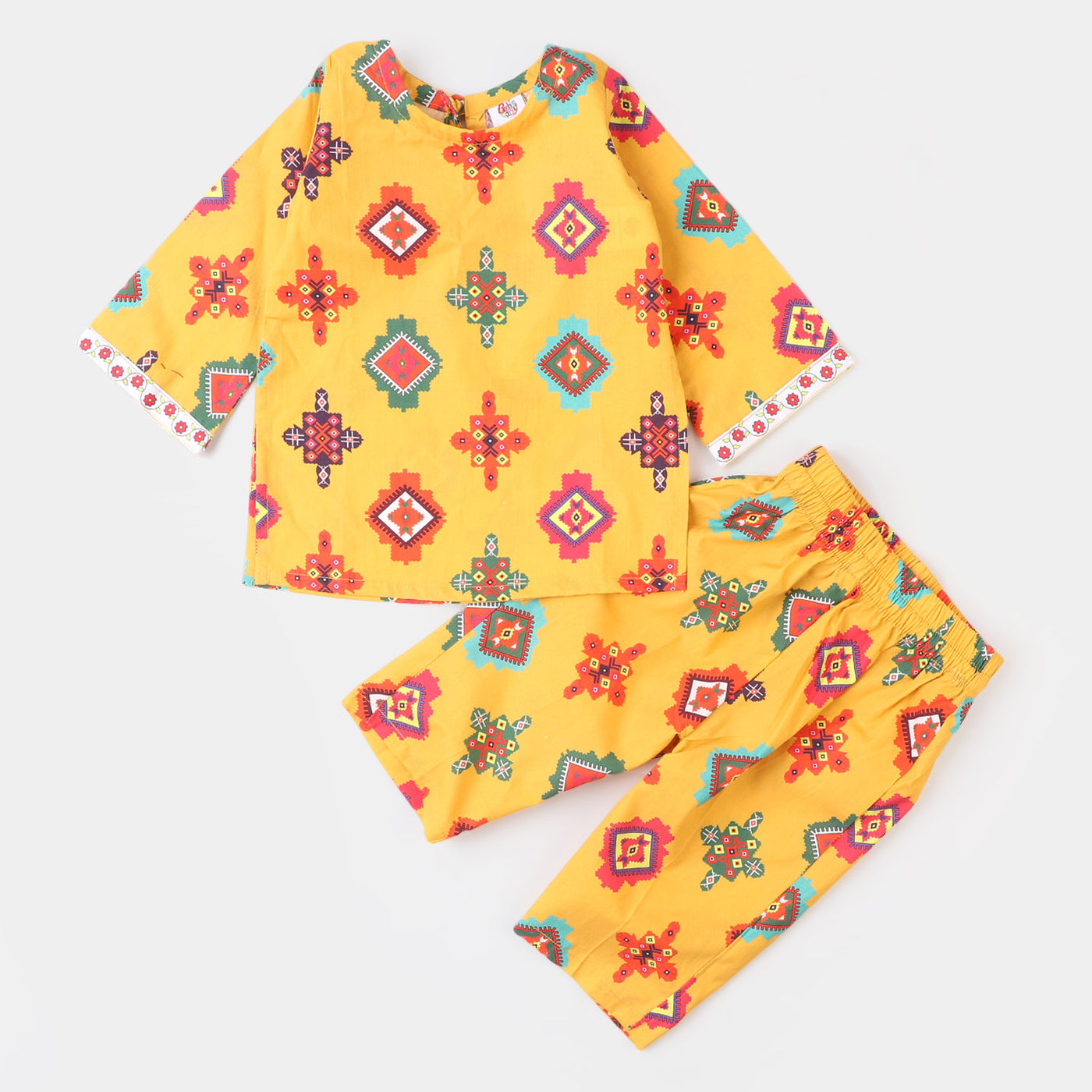 Infant Girls Cotton Digital Print 2Pcs Suit Golden Shower - Citrus