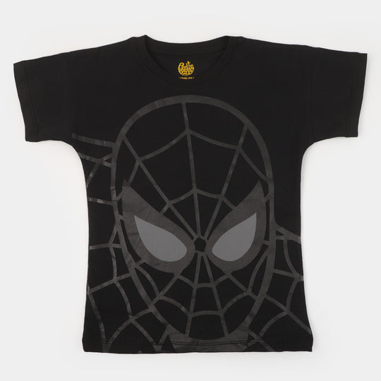 Boys Cotton T-Shirt Super Hero - BLACK