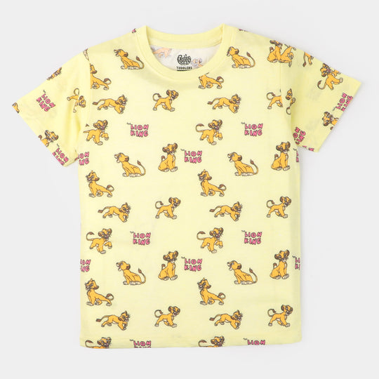 Boys Cotton T-Shirt Lion King - Beige