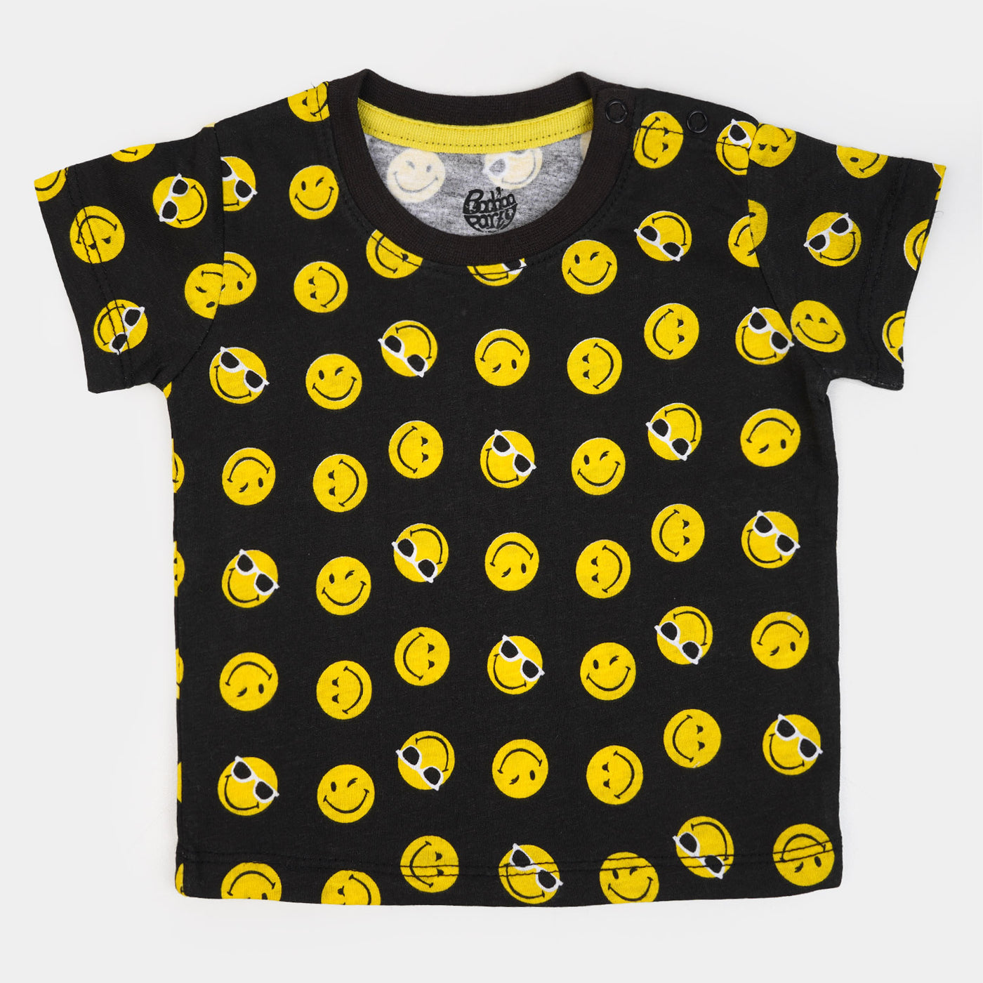 Infant Boys Cotton T-Shirt Smiley - BLACK