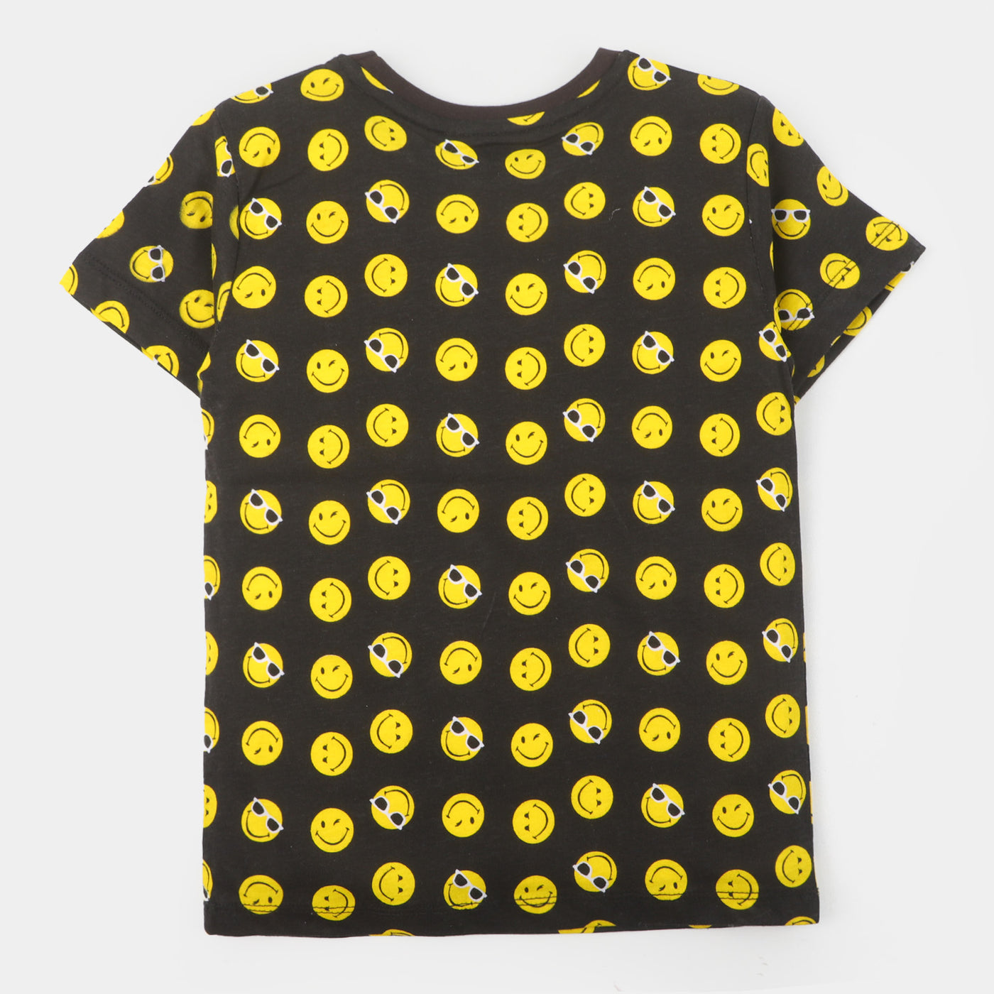 Boys Cotton T-Shirt Smiley Faces | BLACK