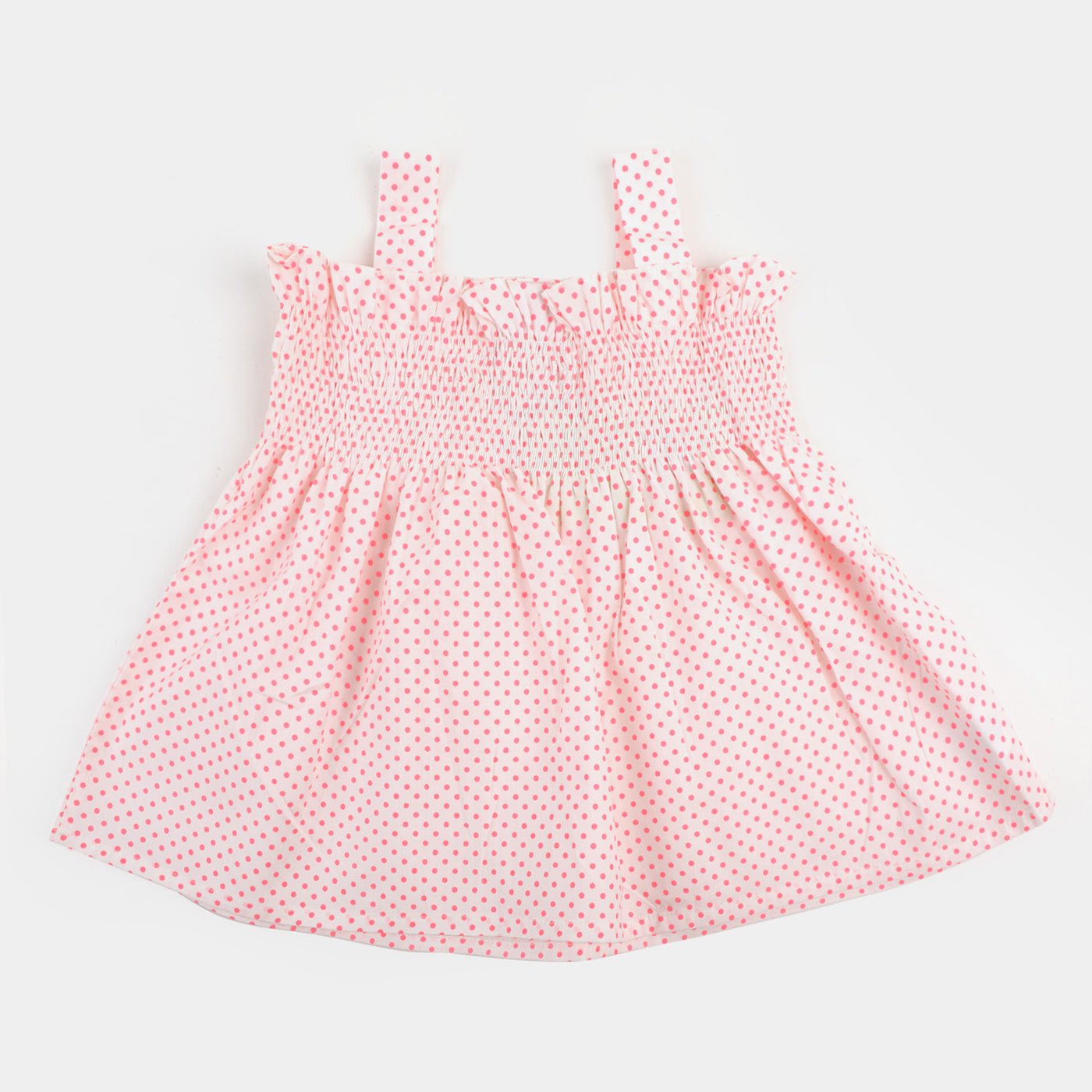 Infant Girls Cotton Frock Polka Dots - Pink