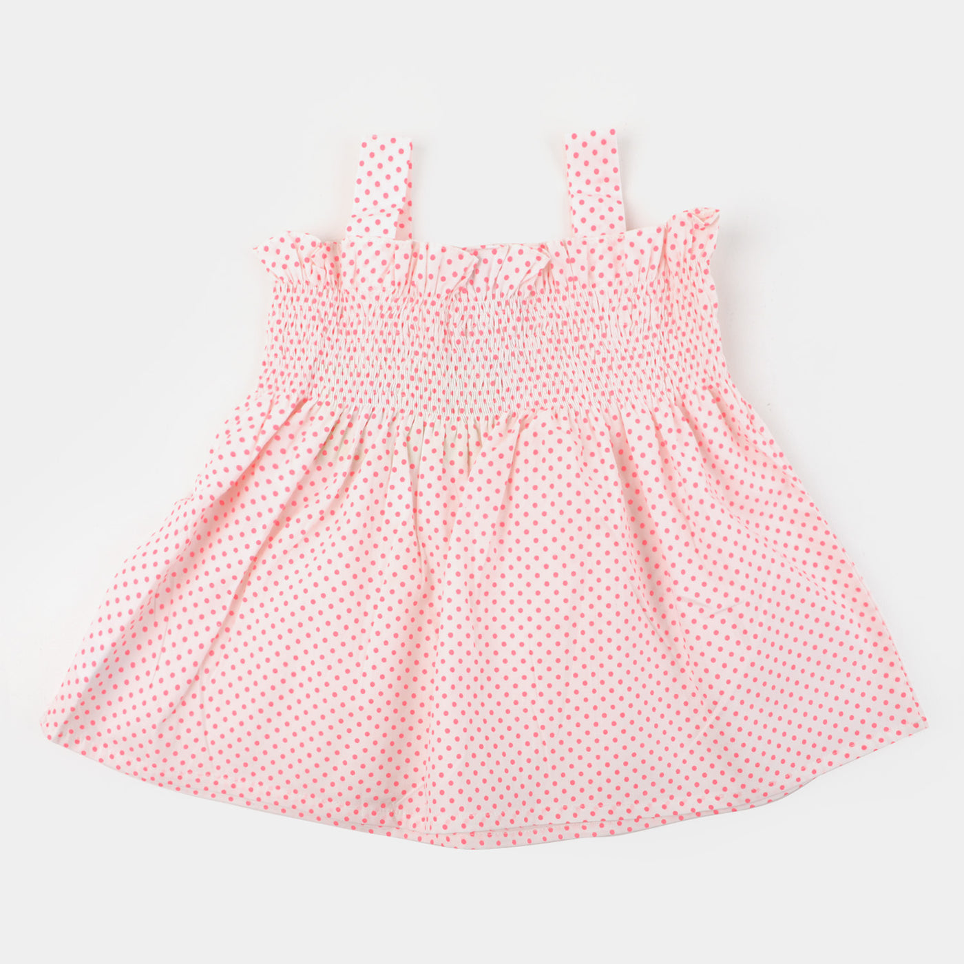 Infant Girls Cotton Frock Polka Dots - Pink