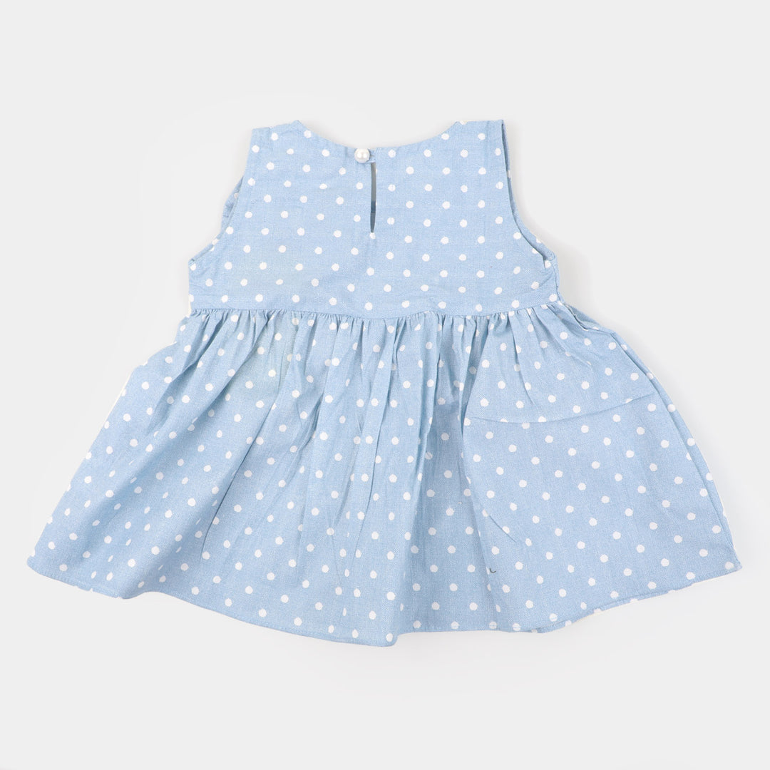 Infant Girls Cotton Casual Frock White Dots